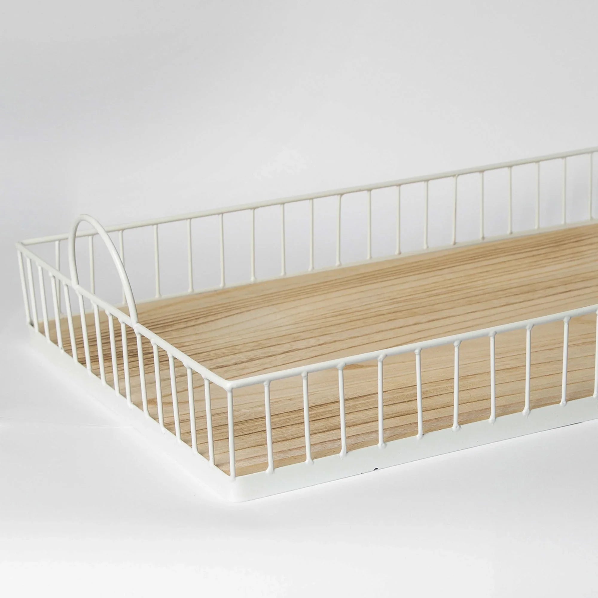412 - Rectangular Metal & Wood Tray Porto Boutique