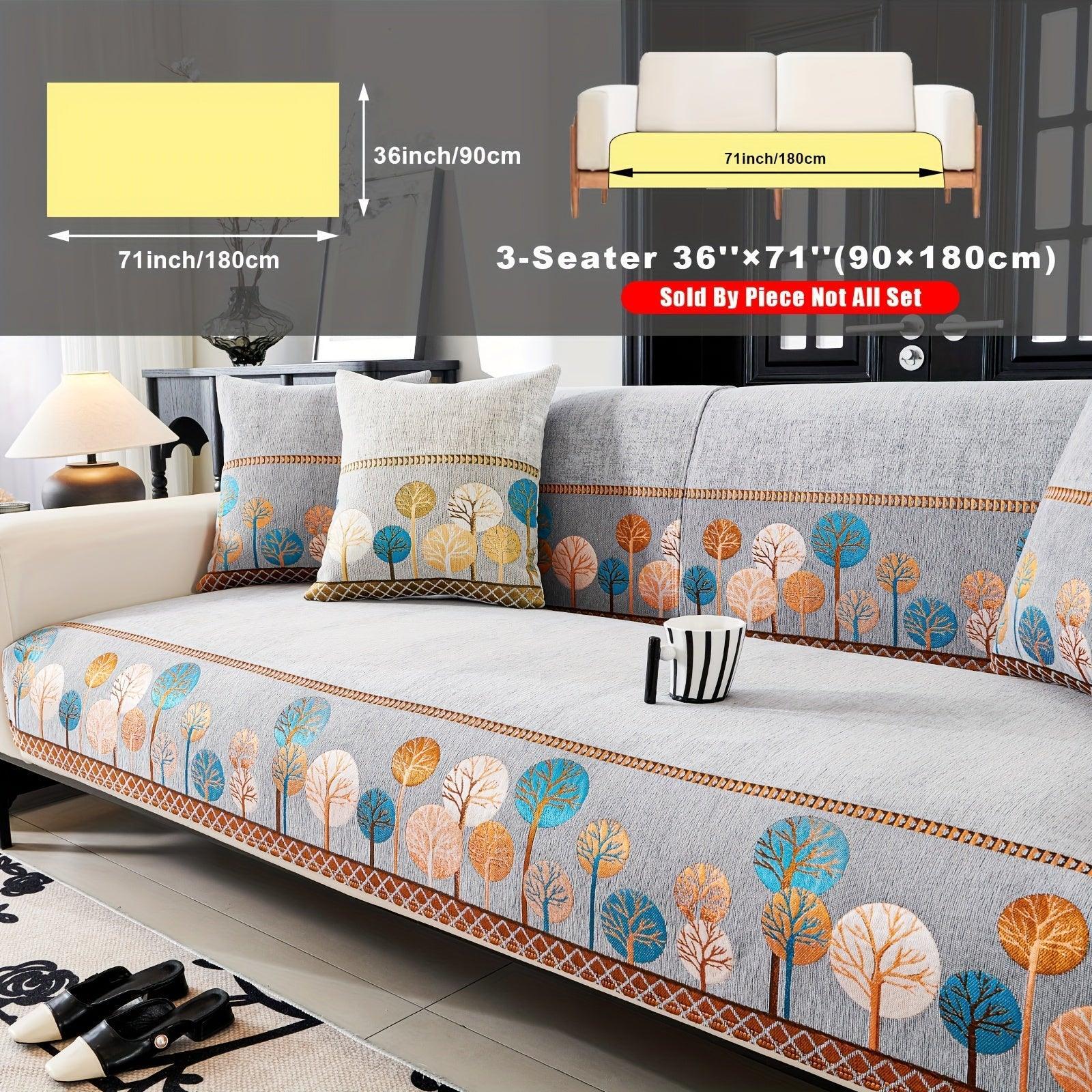 Pet Proof Couch Cover - Boho Chenille Sofa Cover with Tree Embroidery topspet