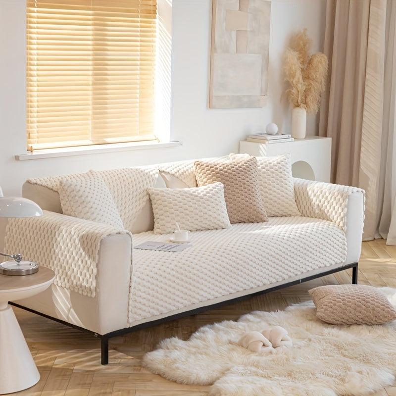 Plush Nordic Sofa Slipcover | non slip couch cover for dogs topspet