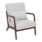Mid-Century Modern Accent Chair, Arm Chair Living Room Chairs with Pillow Upholstered Reading Chair with Solid Wood Frame & Living Room Bedroom Balcony (beige) Streamdale Furniture