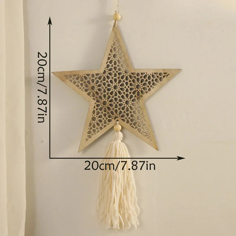 Minimalist Wooden Pendant - Natural Tassel Design