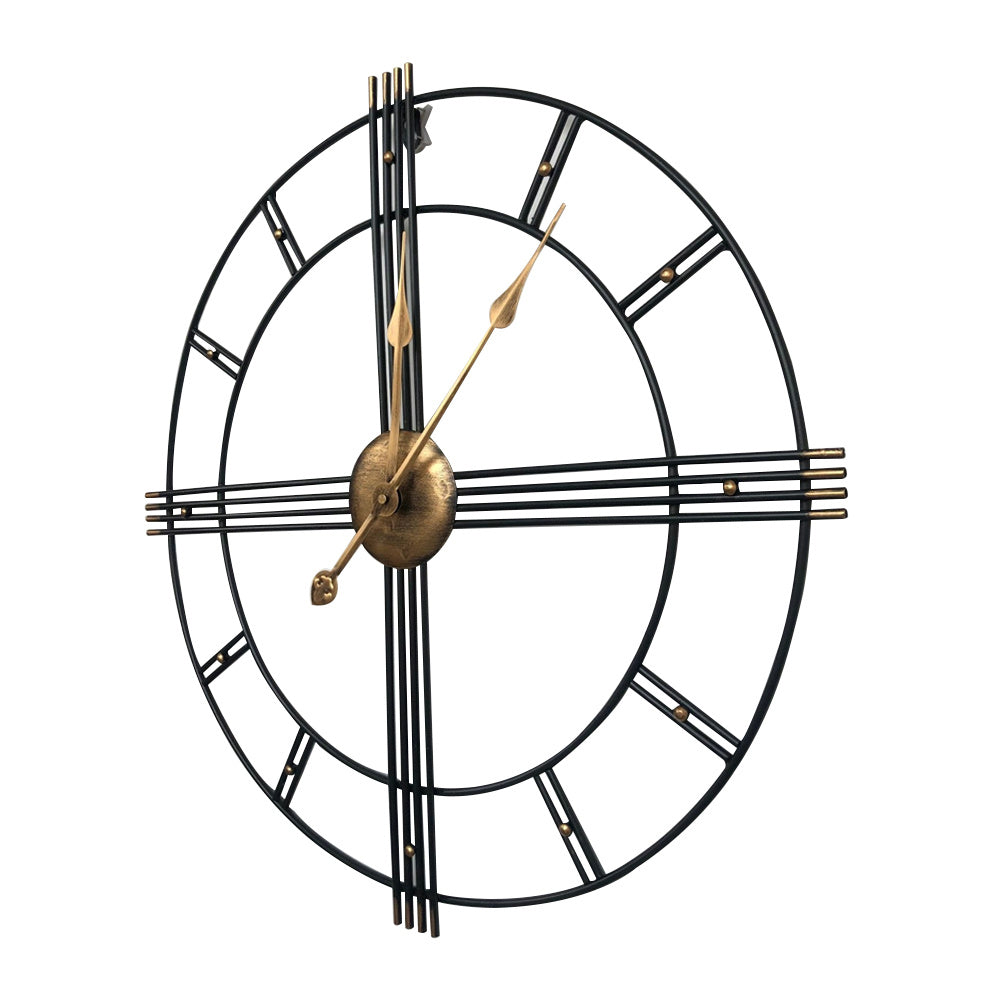 60cm Extra Large Metal Skeleton Wall Clock, European Retro Creative Wrought Iron Round Wall Clock Roman Numerals Silent Non Ticking Unique Unusual Clock, Outdoor Garden Clock, Perfect for Living Room, Bedroom, Kitchen, Garden House Of Avana
