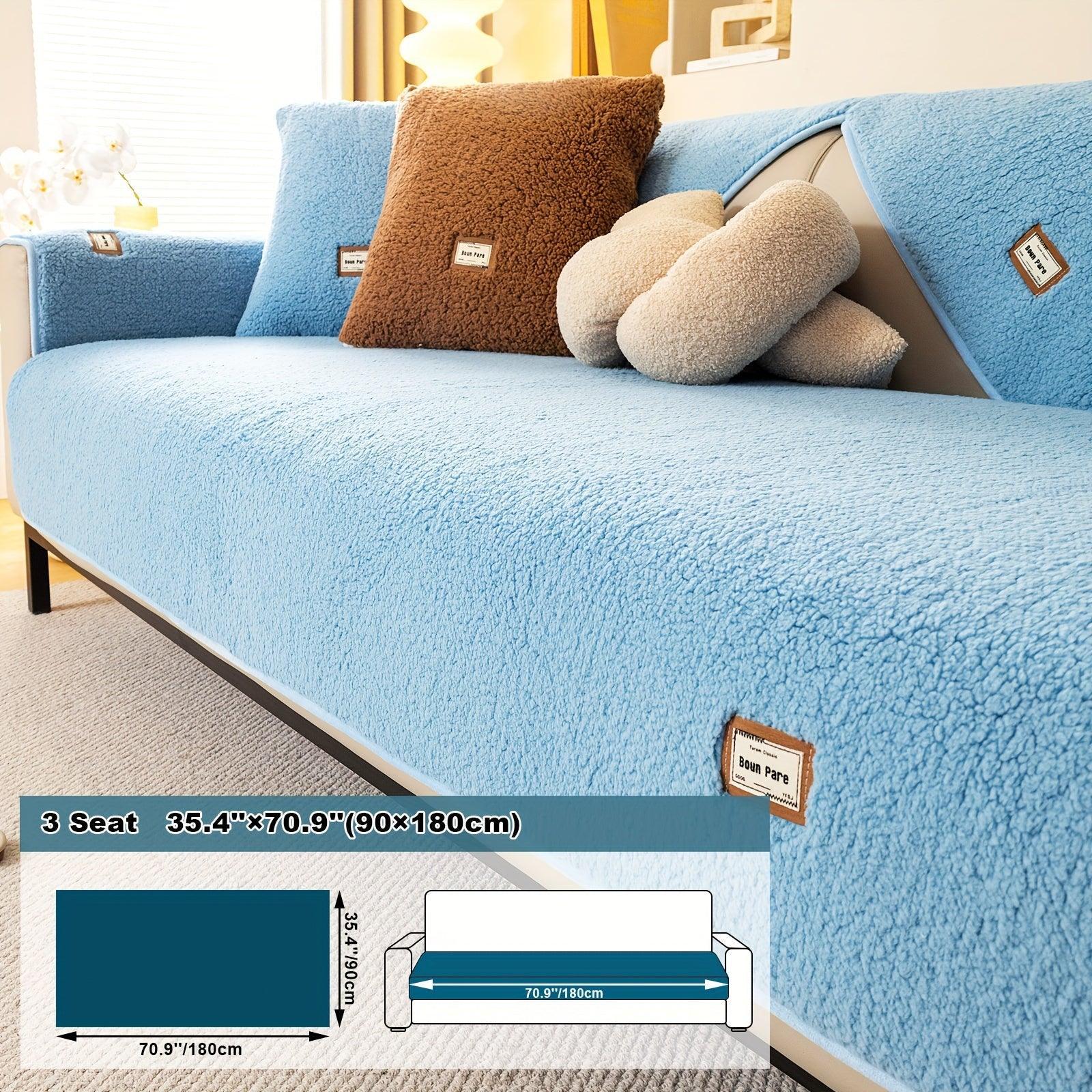 Durable 3 cushion couch cover | High-Quality Plush Sherpa Sofa Cover topspet