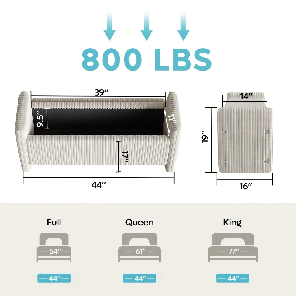 44" Velvet Shoe Changing Bench with Storage for Entryway, Supports Up to 600 Lbs, Sturdy Construction, Comfortable Modern Vertical Stripes Unique Design, Spacious Storage for Living Room And Bedroom, Bench Shoe Storage, Shoe House Of Avana