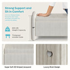 44" Velvet Shoe Changing Bench with Storage for Entryway, Supports Up to 600 Lbs, Sturdy Construction, Comfortable Modern Vertical Stripes Unique Design, Spacious Storage for Living Room And Bedroom, Bench Shoe Storage, Shoe House Of Avana