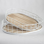 449 - Oval Metal & Wood Tray Porto Boutique