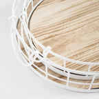 449 - Oval Metal & Wood Tray Porto Boutique