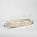 449 - Oval Metal & Wood Tray Porto Boutique