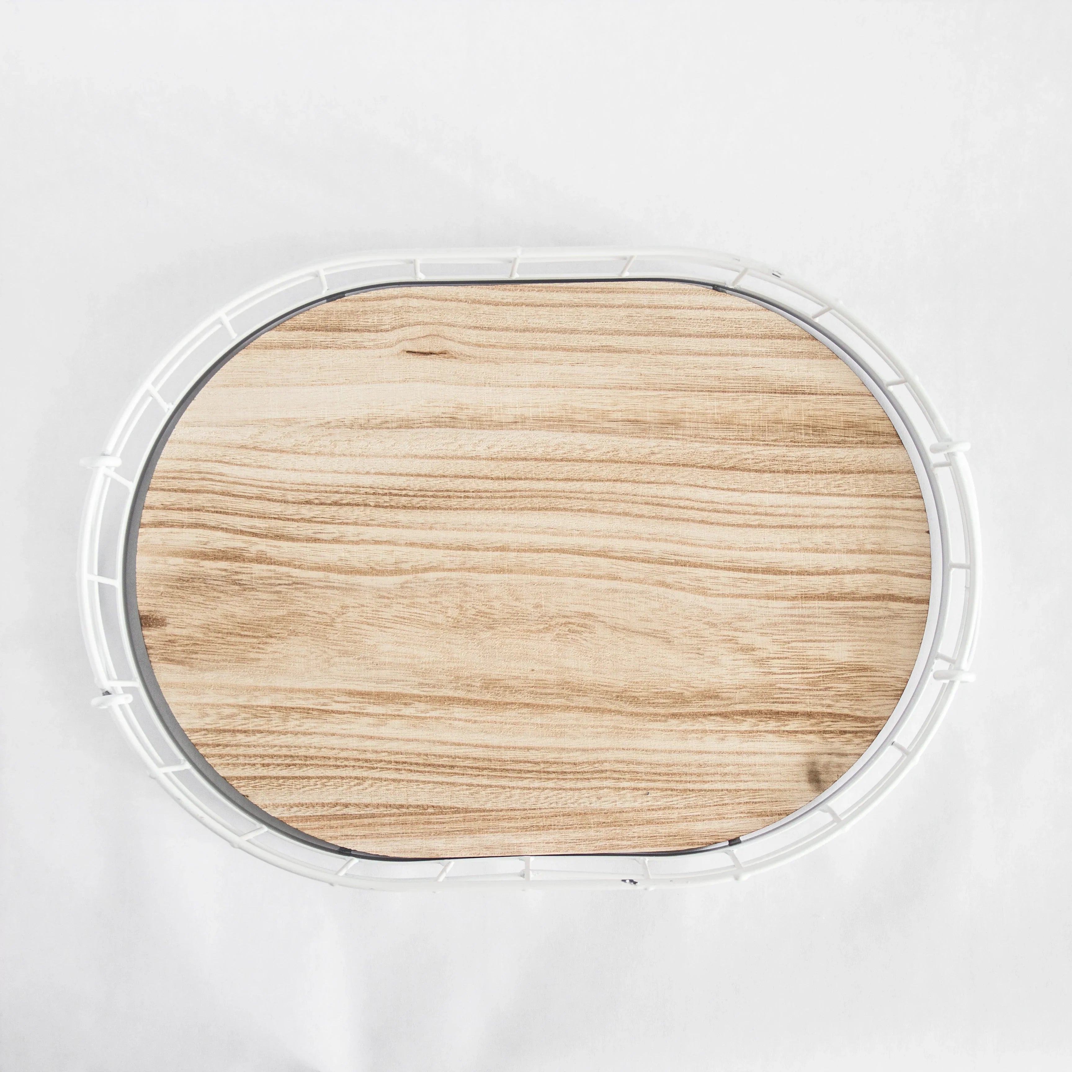 449 - Oval Metal & Wood Tray Porto Boutique