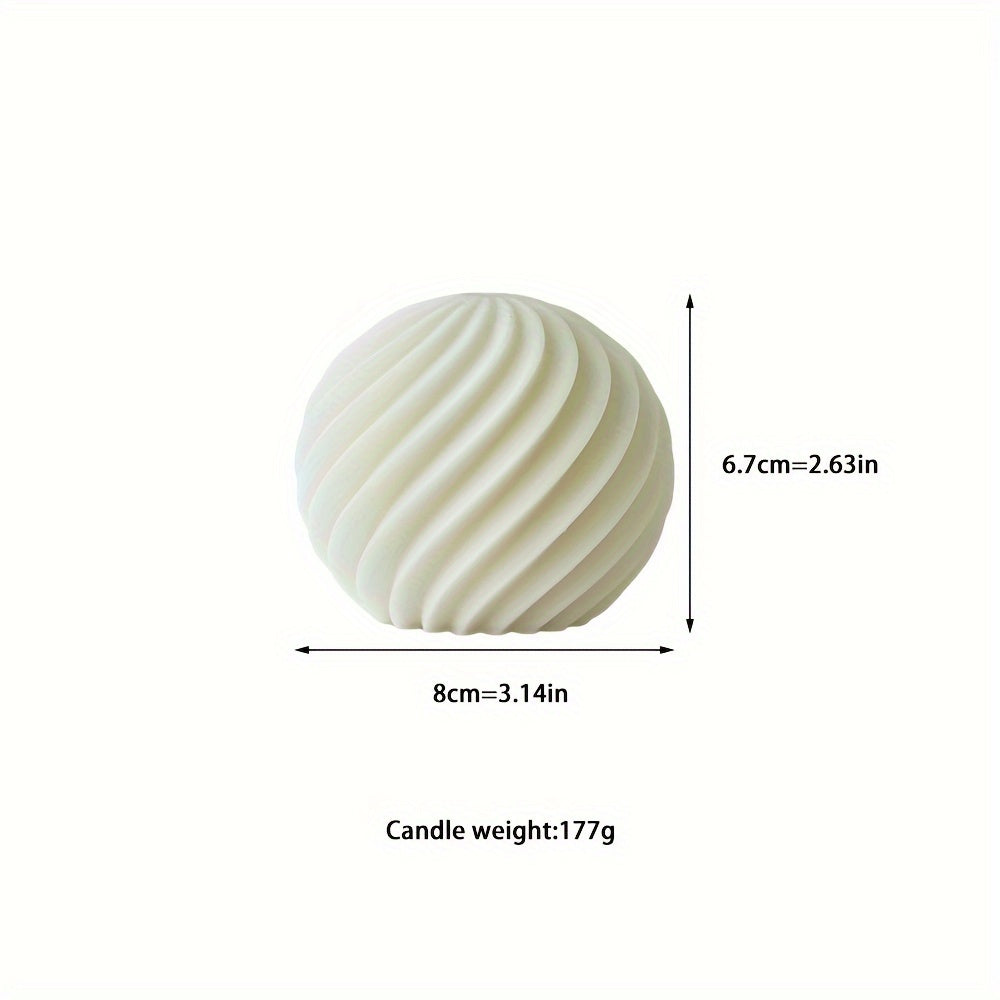 Nordic Minimalist Wave Ball Candle - White & Beige Marble Texture, Spherical Geometric Design, Soy Wax Candle for Home, Office, Spa - Indoor/Outdoor Decor, Candles For Home Decor, Office Ambiance, Modern Decor, Decorative Can House Of Avana
