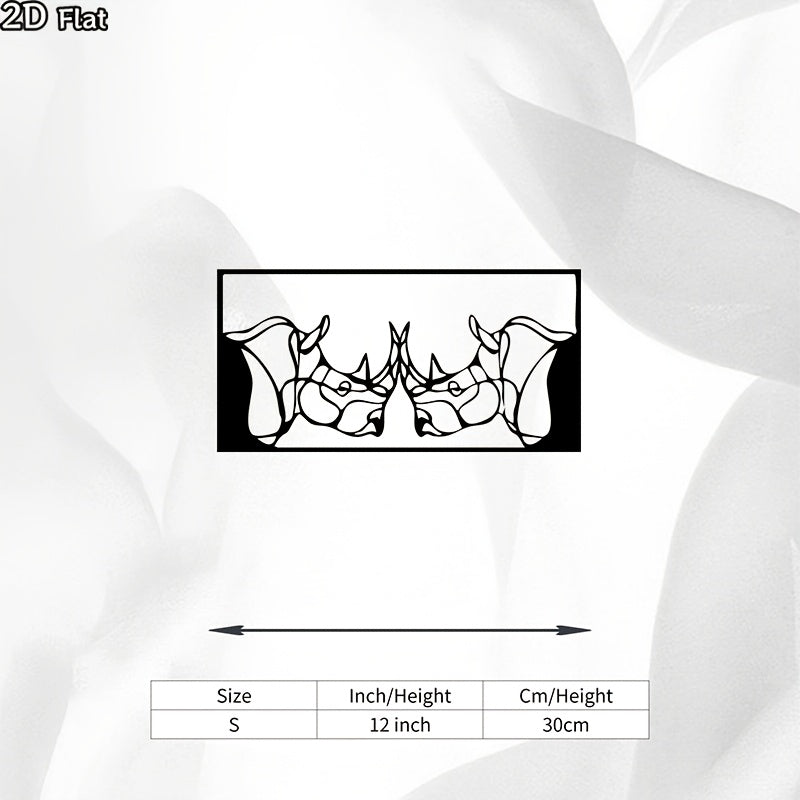 2D Flat, 1pc Minimalist Rhino Head Metal Wall Sculpture - Modern Retro Iron Rhino Statue with Flat 2D Horned Head, Mountable for Housewarming Gift, Christmas, Wedding, Seasonal Decor - Gallery-Worthy for Home Styling (Year-Ro