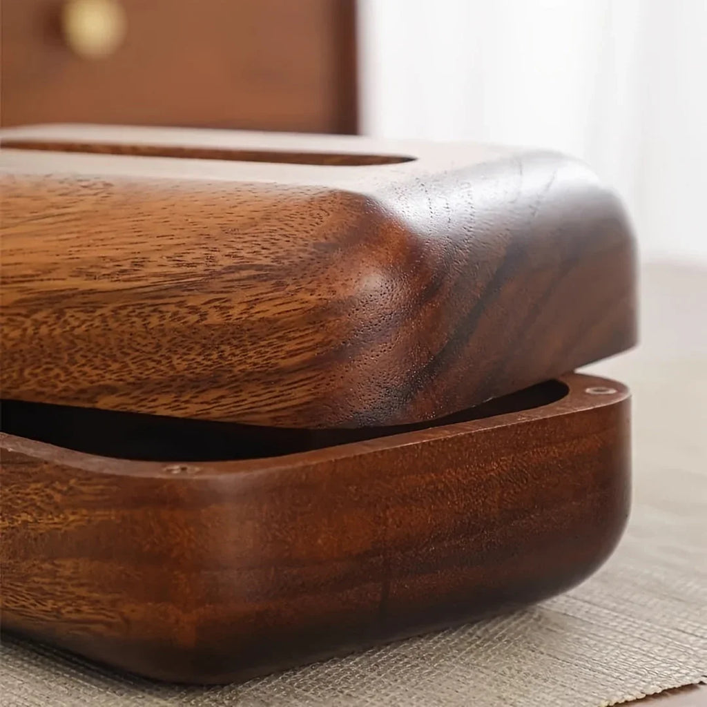 Handmade Bamboo Tissue Box Cover with Vintage Design - Solid Wood Storage Holder for Home Decor, Jewelry & Office Supplies, Decorative Storage Box, Natural Wood Finish House Of Avana