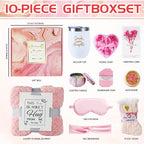 Bath Gift Set with Rose Scented Candles, Dried Flowers, Bath Salt Balls, Water Cups, Eye Masks, Gift Cards, Blankets, Soaps, Socks, Hair Ribbons, Can Be Used As Birthday, Christmas, Mother's Day, Valentine's Day Gifts for Fam House Of Avana