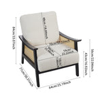 White Single Leisure Sofa, Rattan Decorative Armrest Upholstered Boucle Fabric Wingback Armchair with Padded Seat for Living Room Lounge Sofa Meeting Visitor Chair Cozy Chair for Bedroom Home Office House Of Avana