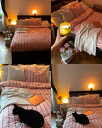 Minimal Stripe Bedding Set / Green Ever Lasting