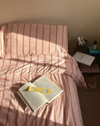 Minimal Stripe Bedding Set / Green Ever Lasting