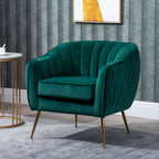 Velvet Tub chair, Luxury Accent Chair with Golden Metal Leg, Comfy Upholstered Armchair with Thick Padded Seat for Living Room, Green House Of Avana