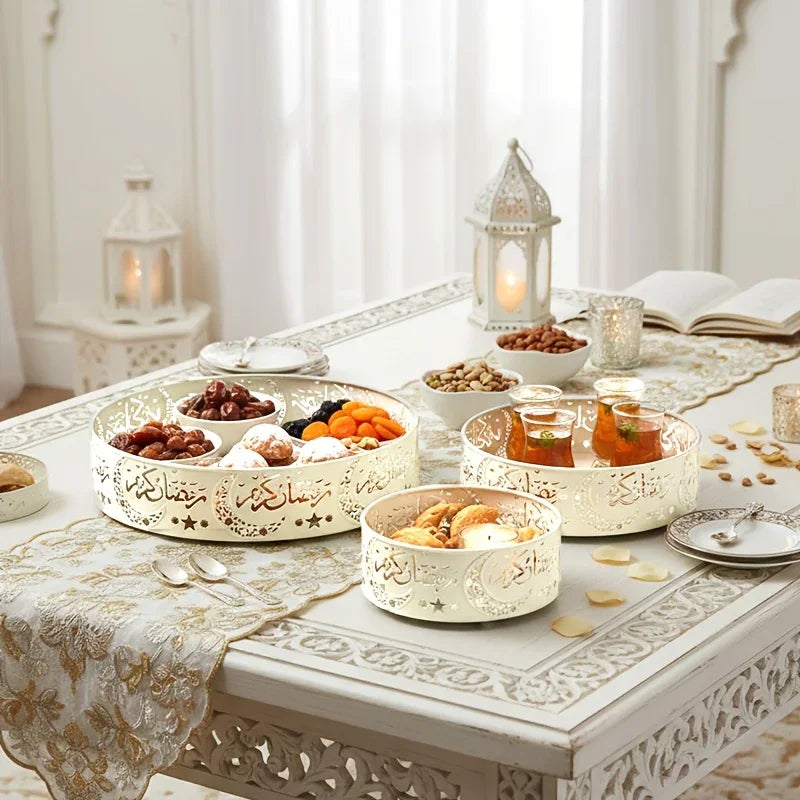 Metal Tray - Golden Islamic-style Dinner Plate