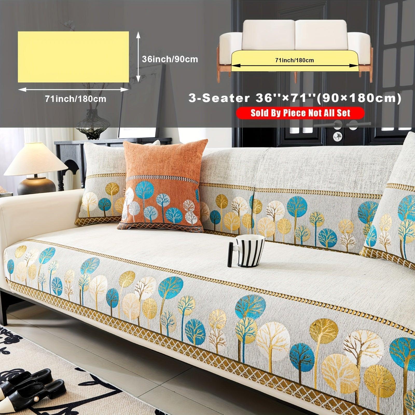 Pet Proof Couch Cover - Boho Chenille Sofa Cover with Tree Embroidery topspet