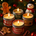 Holiday Scented Candle Gift Set – 4 Christmas Scents in Tin Jars (Vanilla, Gingerbread, Fir, Cedar) – Festive Candles for Home Décor, Winter Parties & Stocking Stuffers, Holiday Decor, Festive Ambiance, Cozy Winter Scent House Of Avana
