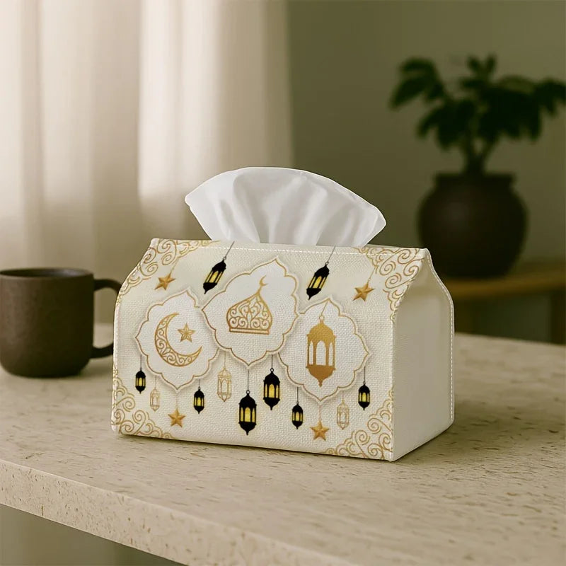 Tissue Holder - Islamic Golden White Lantern