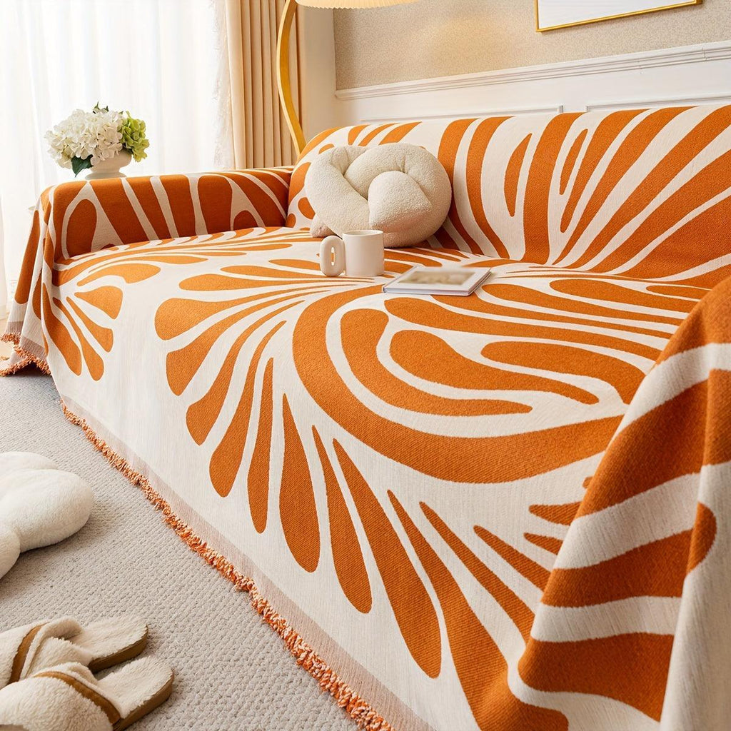 Versatile Chenille Sofa Cover - Pet-Friendly, Orange Dog Couch Cover topspet