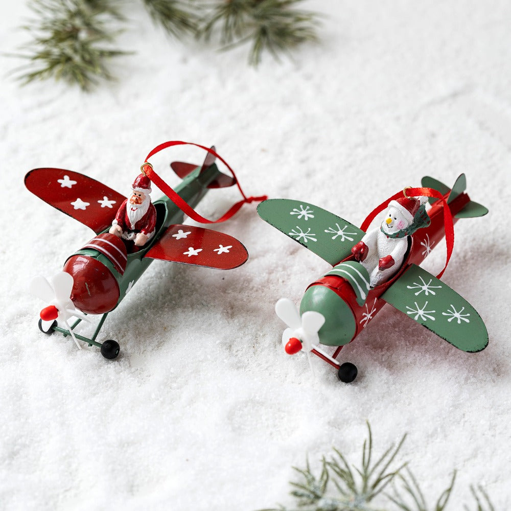 1pc Festive Christmas Airplane Ornament - Resin & Metal Hanging Decoration with Santa, Snowman, and Reindeer - Ideal for Holiday Tree, Party, and New Year Celebrations - No Power Needed, Easy to Hang, Christmas Decorations House Of Avana