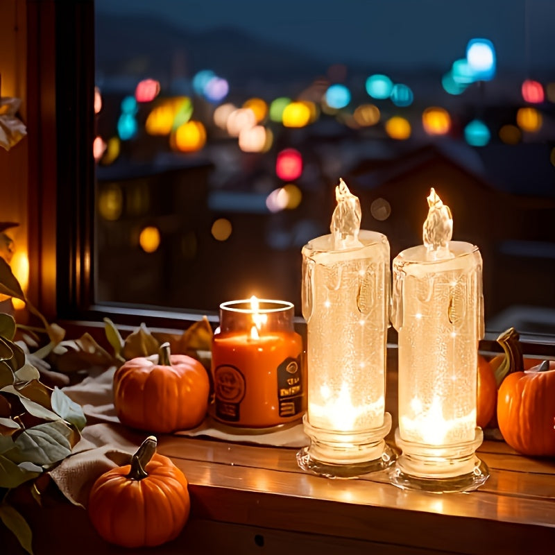 2pcs Flameless candle gap candle, perfect for family gatherings, candlelight dinners, Valentine's Day weddings, birthdays, bedroom decorations, holiday party supplies, Halloween and Christmas gifts. House Of Avana