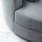 52 Inch Round Chair Linen with Moon Storage Ottoman, with 4 Pillows for Study Living Room Bedroom, Beige/dark Gray/light Gray/orange/green House Of Avana
