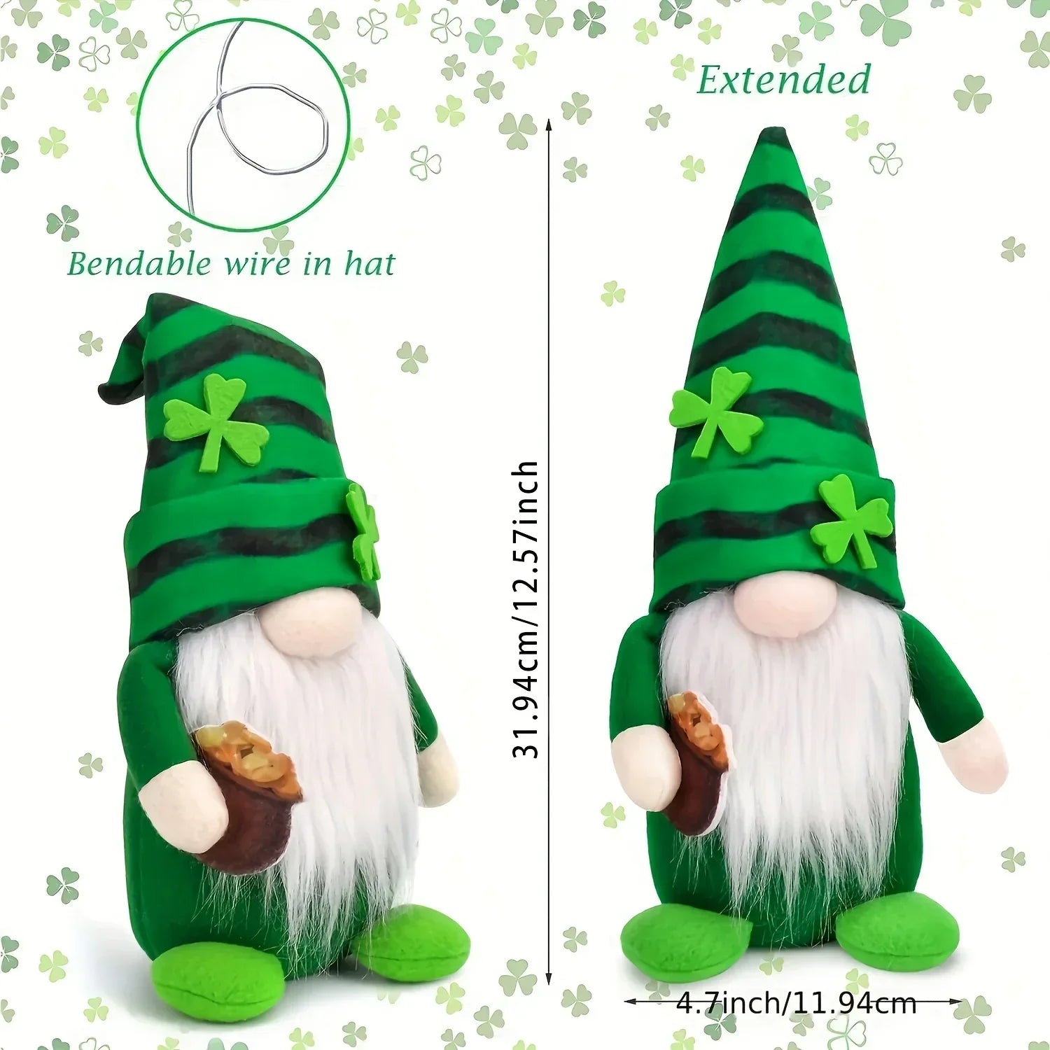 Gnome Decorations - Lucky Green Felt 2pcs