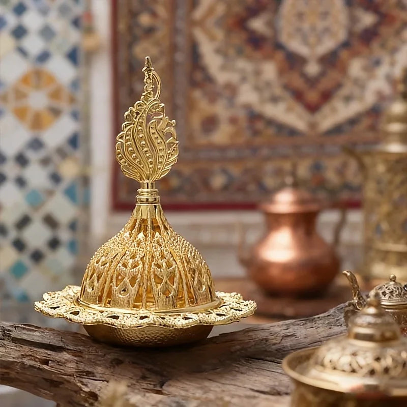 Golden Incense Burner - Elegant Tower Diffuser