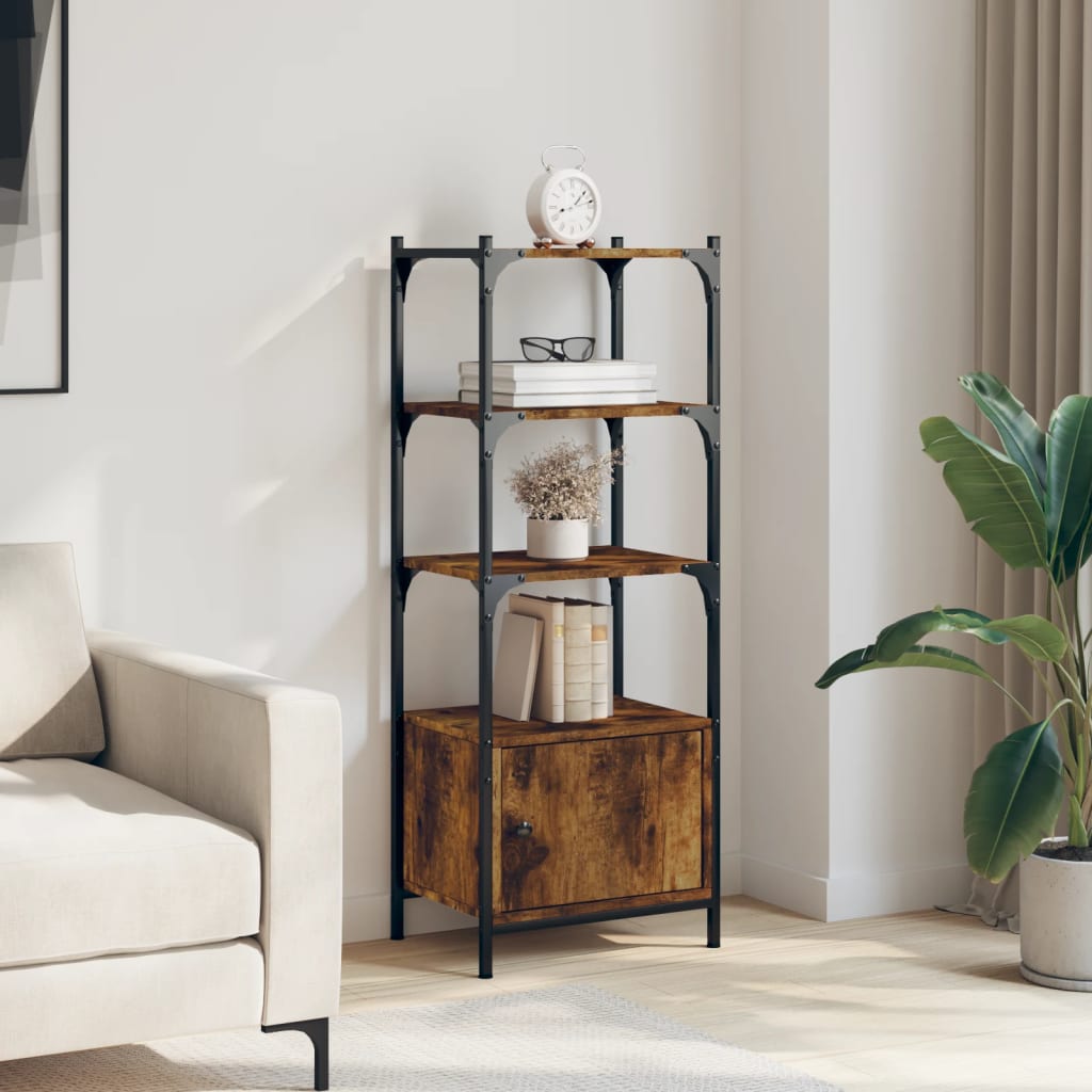 Bookcase 3-Tier Smoked Oak 41x30x109.5 cm Engineered Wood House Of Avana