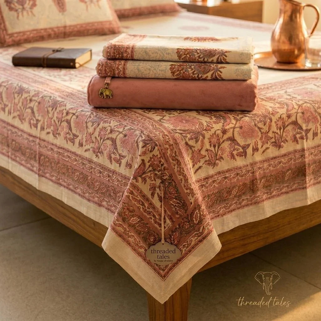 Sanganeri Heritage Hand-Block Printed Bedsheet Set | 100% Fine Cotton