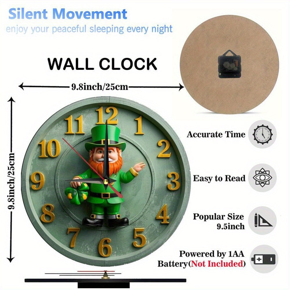 Wall Clock - Silent Wooden Round