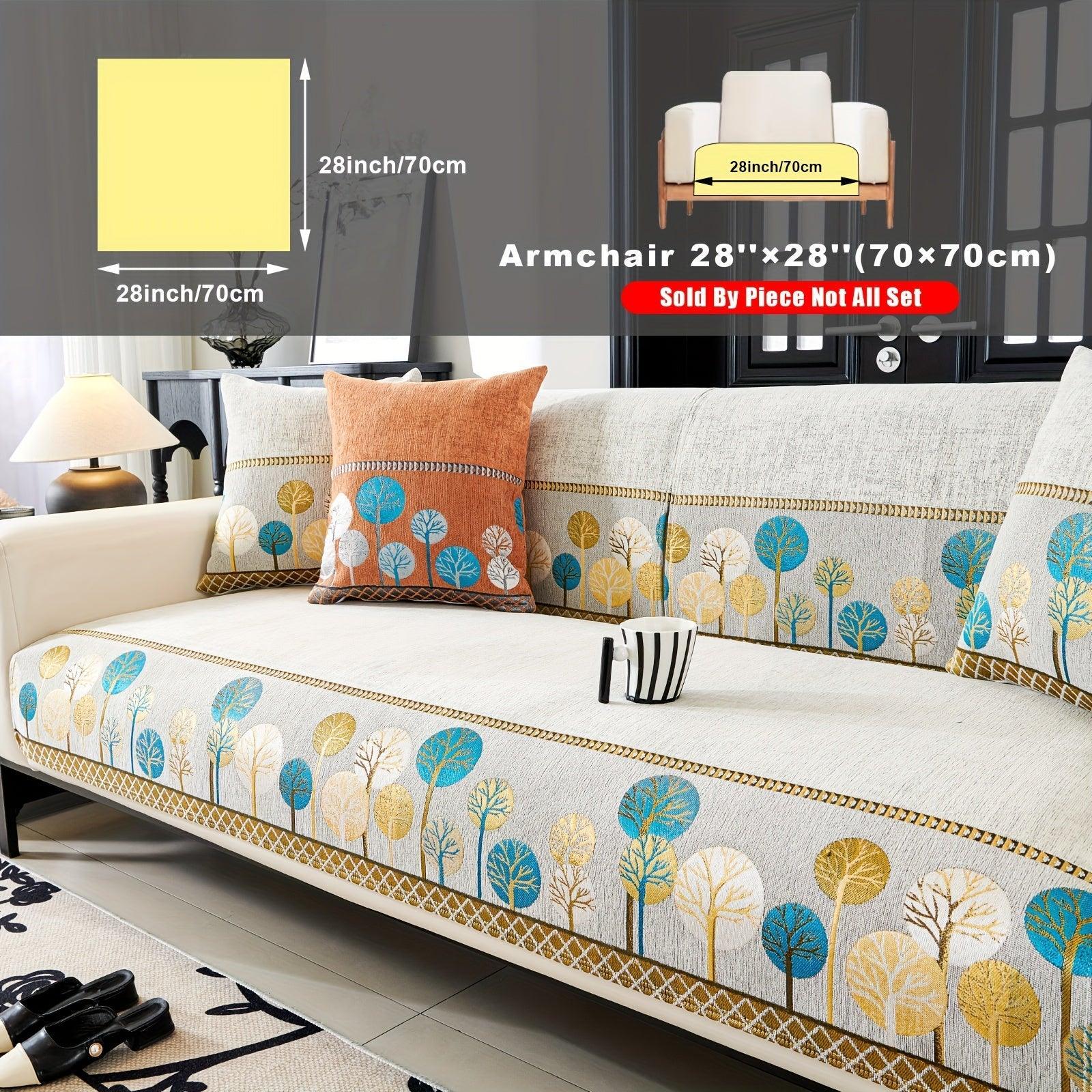 Pet Proof Couch Cover - Boho Chenille Sofa Cover with Tree Embroidery topspet