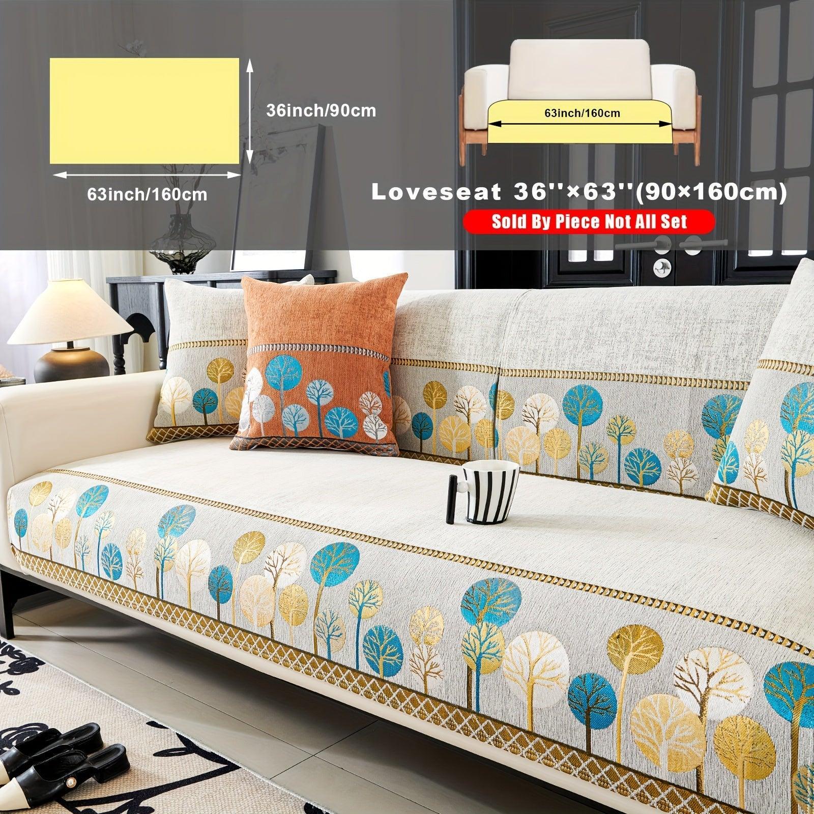 Pet Proof Couch Cover - Boho Chenille Sofa Cover with Tree Embroidery topspet