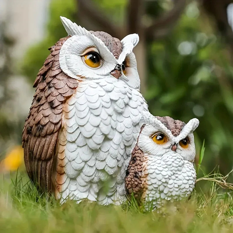 1 Set Realistic Resin Owl Statues - Garden Bird Deterrent Decor, Lifelike Outdoor/Indoor Scarecrow Owls with Expressive Eyes, Durable Weather-Resistant Animal Sculptures for Lawn, Patio, Tabletop - No Batteries/Electricity, O House Of Avana