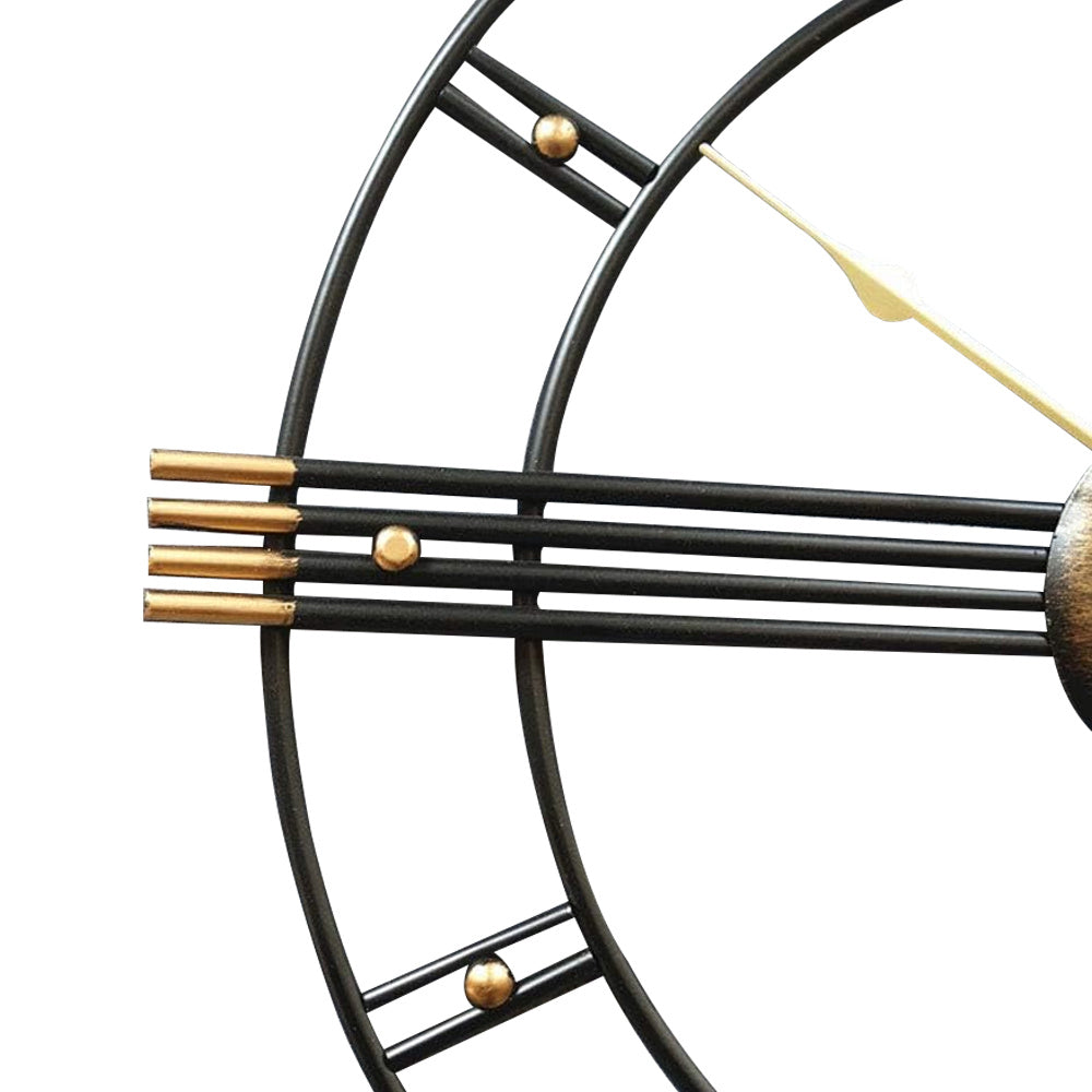60cm Extra Large Metal Skeleton Wall Clock, European Retro Creative Wrought Iron Round Wall Clock Roman Numerals Silent Non Ticking Unique Unusual Clock, Outdoor Garden Clock, Perfect for Living Room, Bedroom, Kitchen, Garden House Of Avana