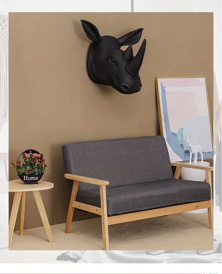 [2D Flat] Rhino Wall Hanging | Classic European Style Animal Wall Decor, Plastic, Wall Mount, Suitable for Home Office