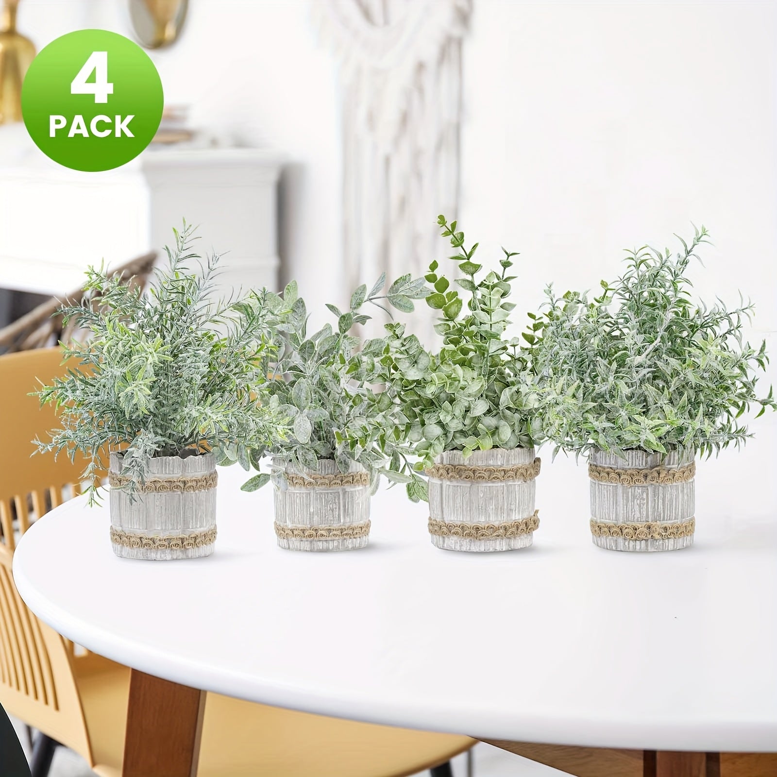 4pcs, Artificial Eucalyptus Potted Plants, Fake Plant Ornaments, Realistic Decorative Green Plants with Flowerpots. Suitable for Home Decoration, Interior Decoration, Outdoor Garden Decoration, Halloween, Easter, Christmas. House Of Avana