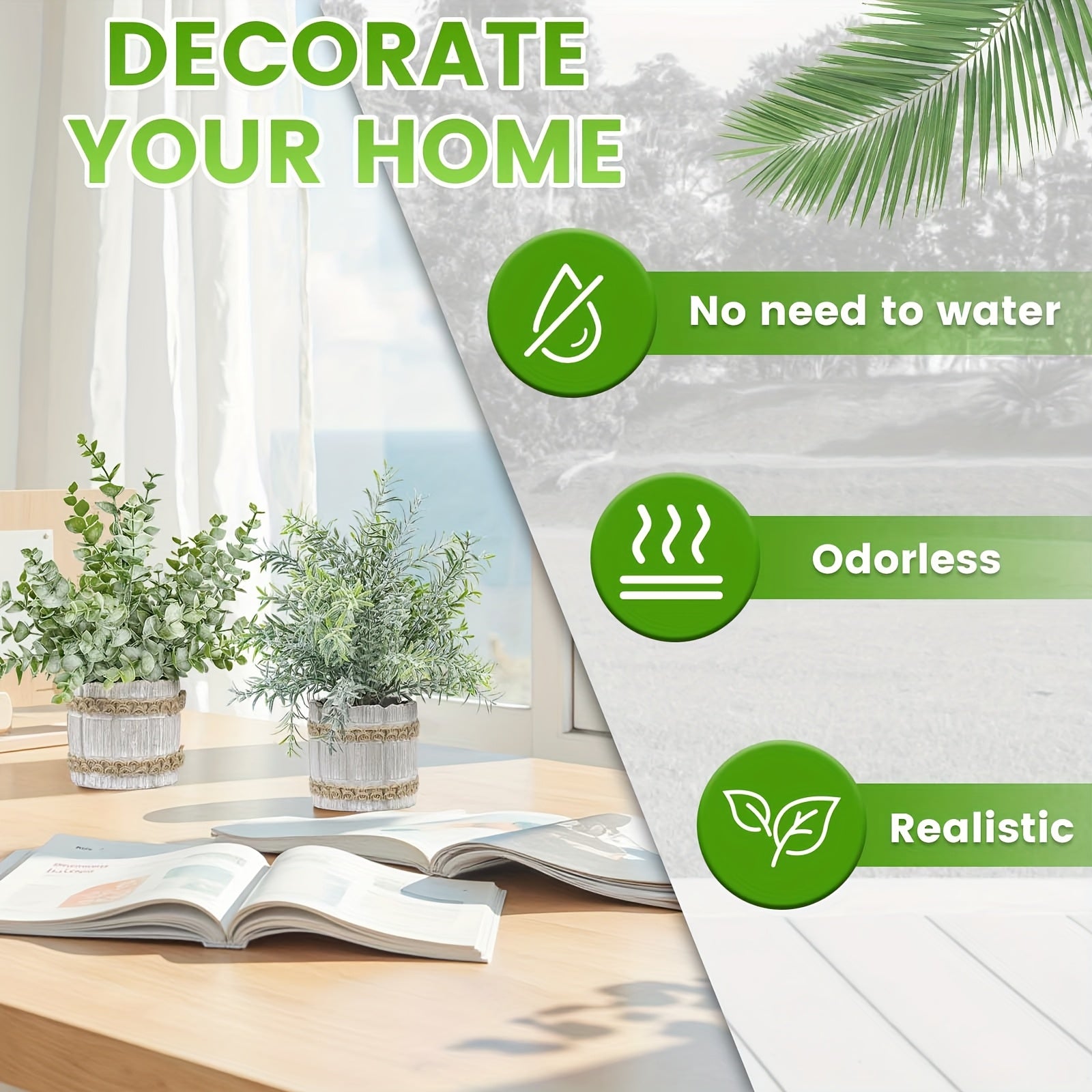 4pcs, Artificial Eucalyptus Potted Plants, Fake Plant Ornaments, Realistic Decorative Green Plants with Flowerpots. Suitable for Home Decoration, Interior Decoration, Outdoor Garden Decoration, Halloween, Easter, Christmas. House Of Avana