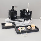 S Bathroom Set: Soap Dispenser, Toothbrush Holder, Soap Dish, Storage Tray – Black Design, Suitable for... - House Of Avana