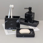 S Bathroom Set: Soap Dispenser, Toothbrush Holder, Soap Dish, Storage Tray – Black Design, Suitable for... - House Of Avana