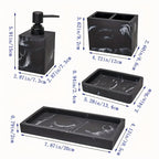 S Bathroom Set: Soap Dispenser, Toothbrush Holder, Soap Dish, Storage Tray – Black Design, Suitable for... - House Of Avana