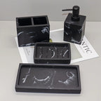 S Bathroom Set: Soap Dispenser, Toothbrush Holder, Soap Dish, Storage Tray – Black Design, Suitable for... - House Of Avana