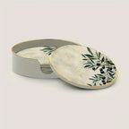 S Elegant Glass Coasters with Olive Design - Heat-resistant, Waterproof, Ideal for Home, Office, Cafe,... - House Of Avana