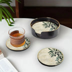 S Elegant Glass Coasters with Olive Design - Heat-resistant, Waterproof, Ideal for Home, Office, Cafe,... - House Of Avana