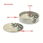 S Elegant Glass Coasters with Olive Design - Heat-resistant, Waterproof, Ideal for Home, Office, Cafe,... - House Of Avana