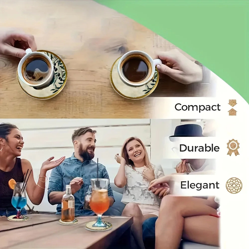 S Elegant Glass Coasters with Olive Design - Heat-resistant, Waterproof, Ideal for Home, Office, Cafe,... - House Of Avana