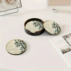 S Elegant Glass Coasters with Olive Design - Heat-resistant, Waterproof, Ideal for Home, Office, Cafe,... - House Of Avana